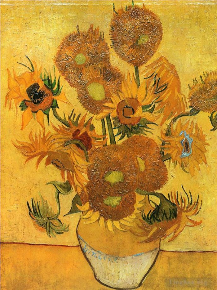 Vincent Willem Van Gogh Peinture à l'huile - Vase nature morte aux quinze tournesols 2