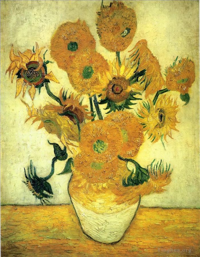 Vincent Willem Van Gogh Peinture à l'huile - Vase nature morte aux quatorze tournesols