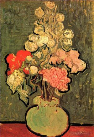 Vincent Willem Van Gogh œuvres - Vase nature morte aux roses mauves