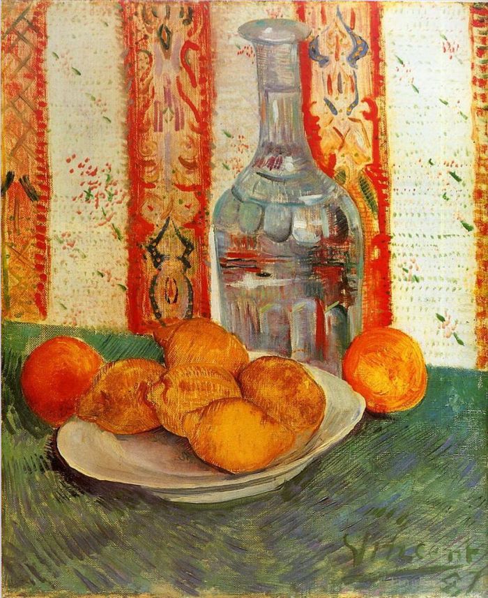 Vincent Willem Van Gogh Peinture à l'huile - Nature morte avec carafe et citrons sur une assiette