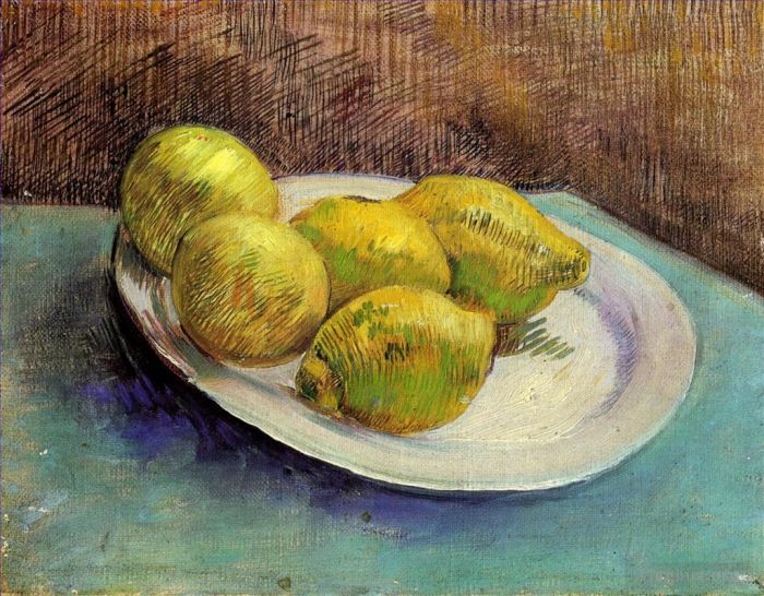 Vincent Willem Van Gogh Peinture à l'huile - Nature morte aux citrons dans une assiette