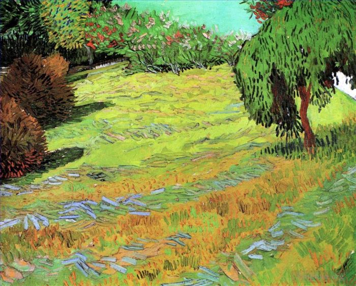 Vincent Willem Van Gogh Peinture à l'huile - Pelouse ensoleillée dans un parc public