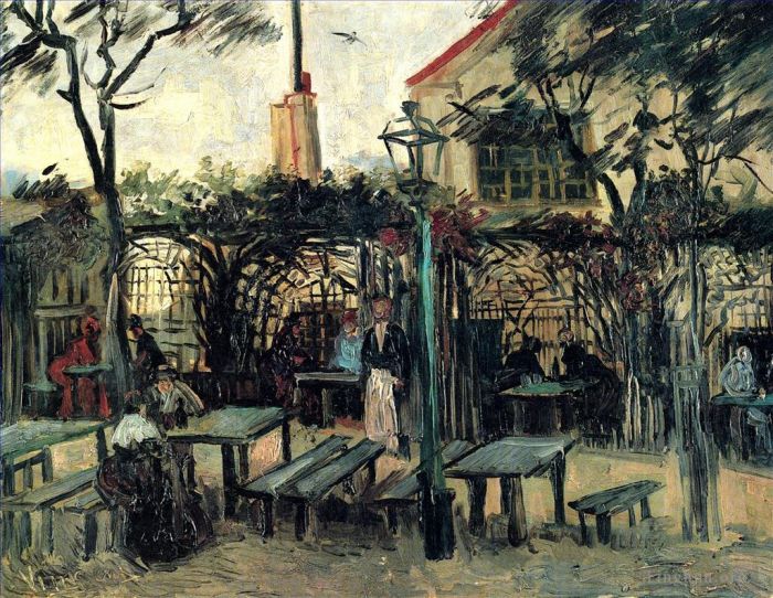 Vincent Willem Van Gogh Peinture à l'huile - Terrasse d'un Café sur Montmartre La Guinguette