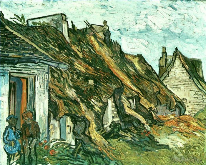 Vincent Willem Van Gogh Peinture à l'huile - Chaumières à Chaponval Auvers sur Oise