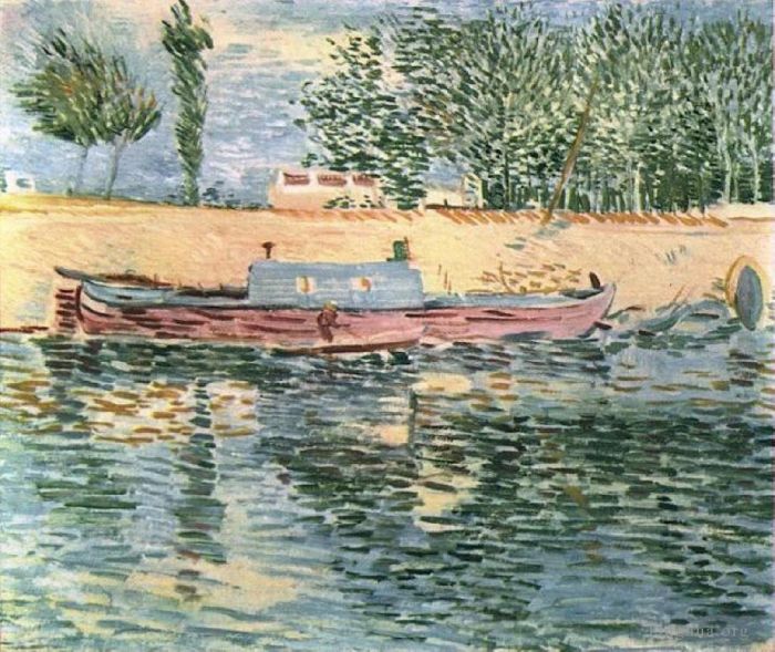 Vincent Willem Van Gogh Peinture à l'huile - Les quais de Seine avec des bateaux