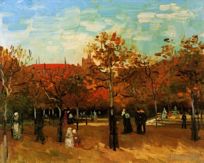 Vincent Willem Van Gogh Peinture à l'huile - Le Bois de Boulogne avec des passants