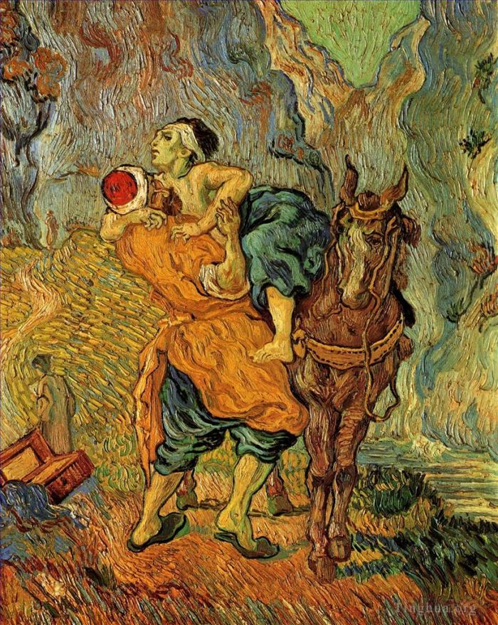 Vincent Willem Van Gogh Peinture à l'huile - Le Bon Samaritain d'après Delacroix
