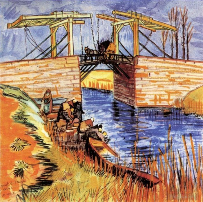Vincent Willem Van Gogh Peinture à l'huile - Le pont Langlois à Arles 2