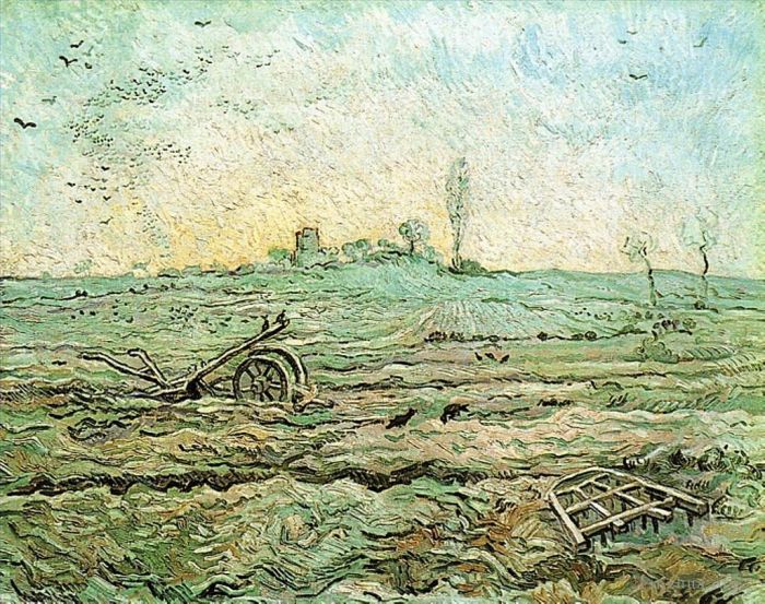 Vincent Willem Van Gogh Peinture à l'huile - La charrue et la herse d'après Millet