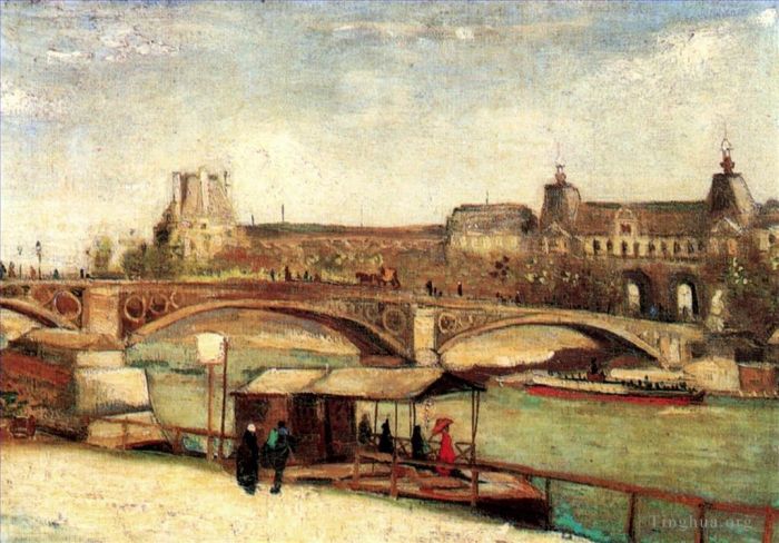 Vincent Willem Van Gogh Peinture à l'huile - Le Pont du Carrousel et le Louvre