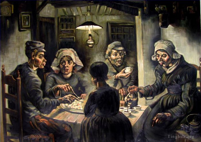 Vincent Willem Van Gogh Peinture à l'huile - Les mangeurs de pommes de terre gris