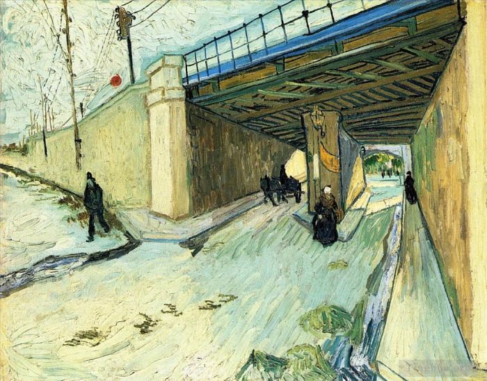 Vincent Willem Van Gogh Peinture à l'huile - Le pont ferroviaire sur l'avenue Montmajour