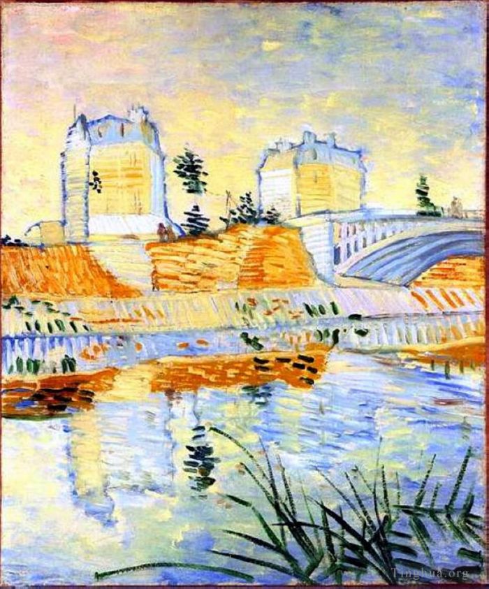 Vincent Willem Van Gogh Peinture à l'huile - La Seine avec le Pont de Clichy
