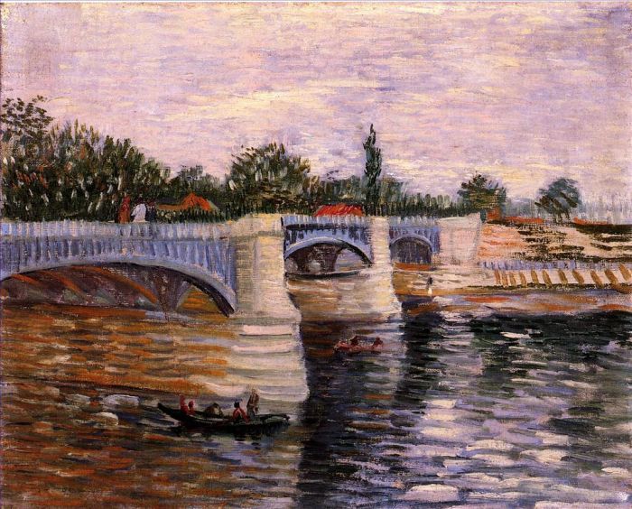 Vincent Willem Van Gogh Peinture à l'huile - La Seine avec le Pont de la Grande Jette