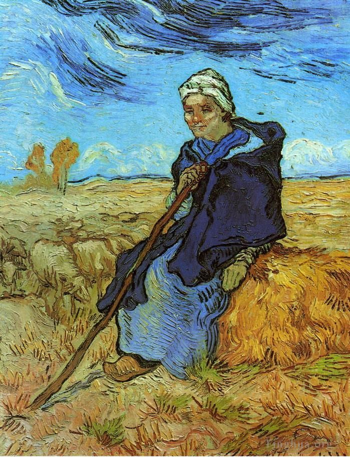 Vincent Willem Van Gogh Peinture à l'huile - La Bergère d'après Millet