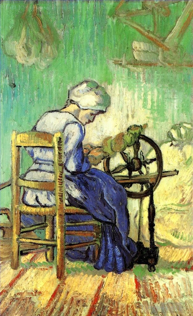 Vincent Willem Van Gogh Peinture à l'huile - Le fileur d'après Millet
