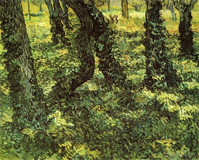 Vincent Willem Van Gogh Peinture à l'huile - Troncs d'arbres avec du lierre