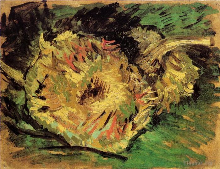 Vincent Willem Van Gogh Peinture à l'huile - Deux tournesols coupés