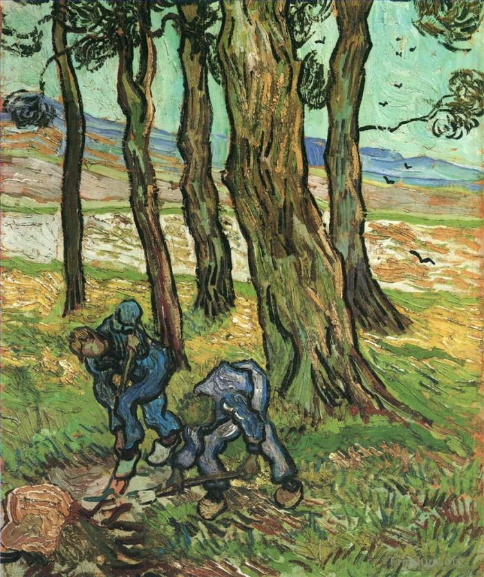 Vincent Willem Van Gogh Peinture à l'huile - Deux creuseurs parmi les arbres