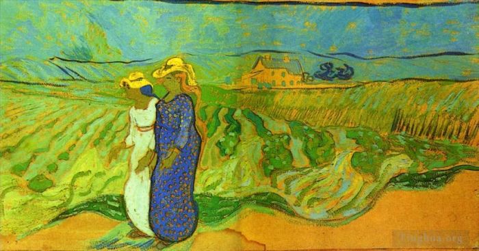Vincent Willem Van Gogh Peinture à l'huile - Deux femmes traversant les champs