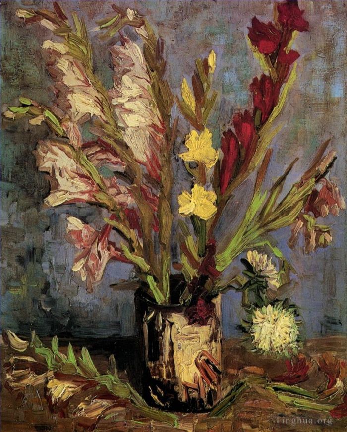 Vincent Willem Van Gogh Peinture à l'huile - Vase avec Glaïeuls