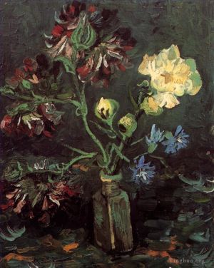Vincent Willem Van Gogh œuvres - Vase avec Myosotis et Pivoines