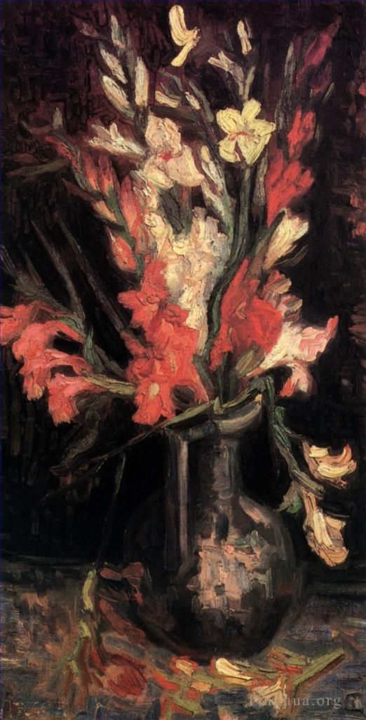 Vincent Willem Van Gogh Peinture à l'huile - Vase avec Glaïeuls Rouges 2