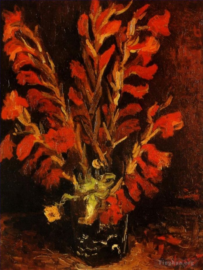 Vincent Willem Van Gogh Peinture à l'huile - Vase avec Glaïeuls Rouges