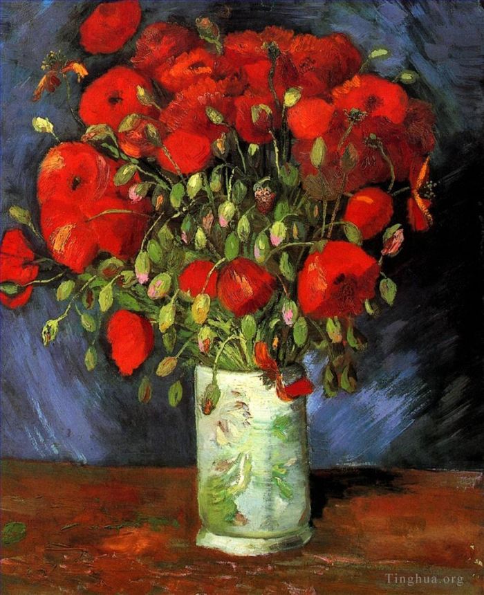 Vincent Willem Van Gogh Peinture à l'huile - Vase avec coquelicots rouges