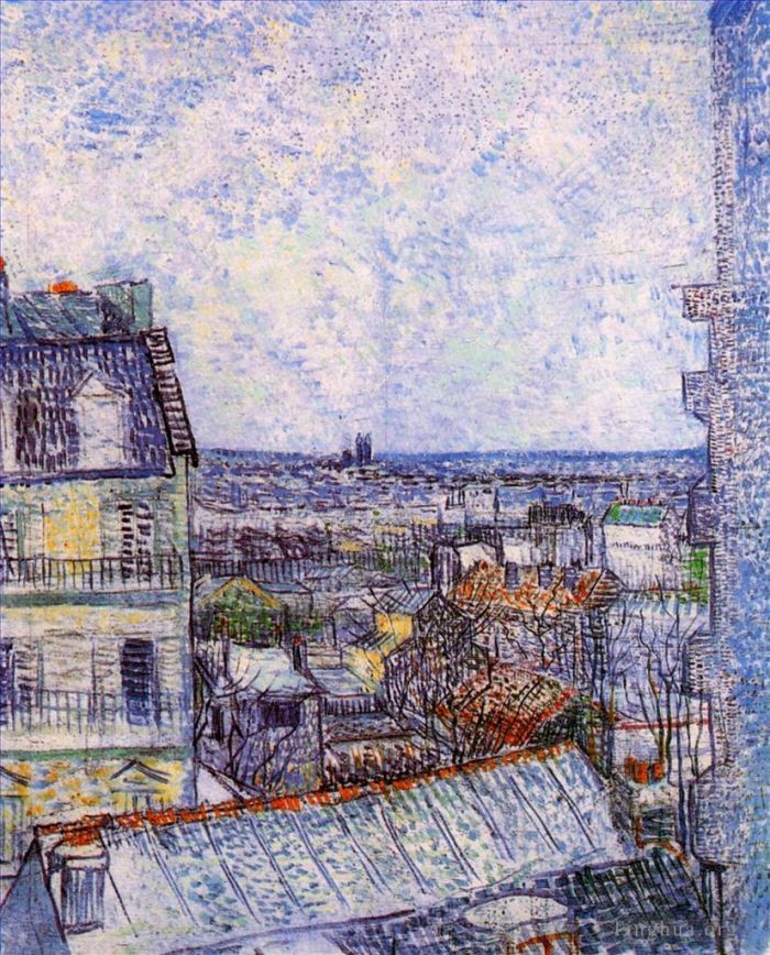 Vincent Willem Van Gogh Peinture à l'huile - Vue depuis la chambre de Vincent, rue Lepic