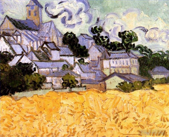 Vincent Willem Van Gogh Peinture à l'huile - Vue d'Auvers avec l'église