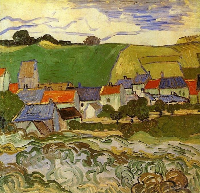 Vincent Willem Van Gogh Peinture à l'huile - Vue d'Auvers