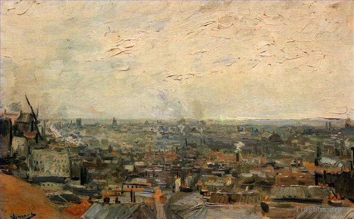 Vincent Willem Van Gogh Peinture à l'huile - Vue de Paris depuis Montmartre