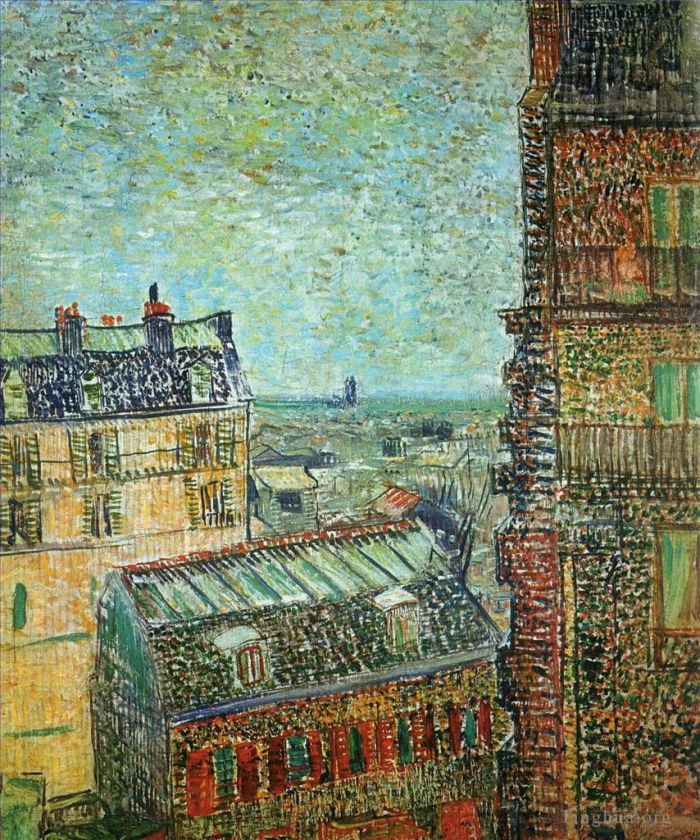 Vincent Willem Van Gogh Peinture à l'huile - Vue de Paris depuis la chambre de Vincent, rue Lepic