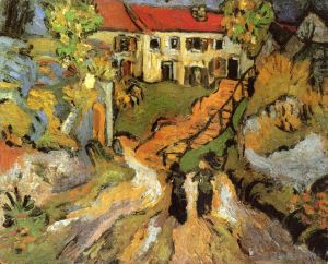Vincent Willem Van Gogh œuvres - Rue du village et marches d'Auvers avec deux personnages
