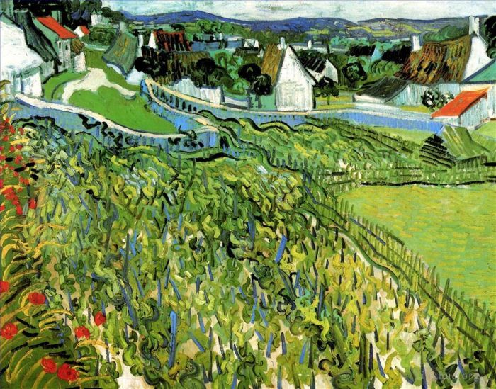 Vincent Willem Van Gogh Peinture à l'huile - Vignobles avec vue sur Auvers
