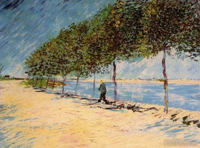 Vincent Willem Van Gogh Peinture à l'huile - Promenade le long des quais de Seine près d'Asnières