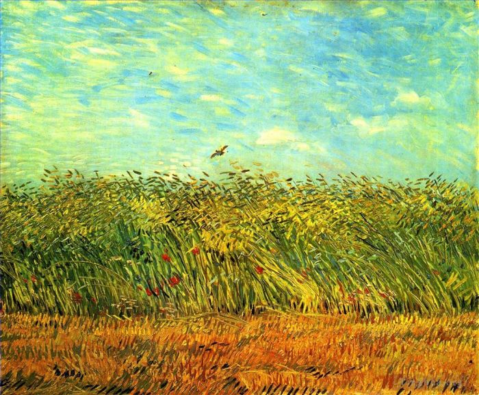Vincent Willem Van Gogh Peinture à l'huile - Champ de blé avec une alouette