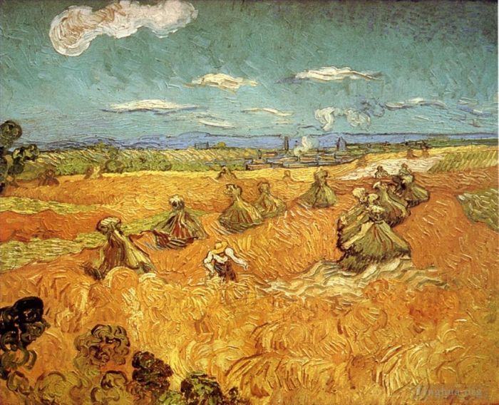 Vincent Willem Van Gogh Peinture à l'huile - Piles de blé avec Reaper