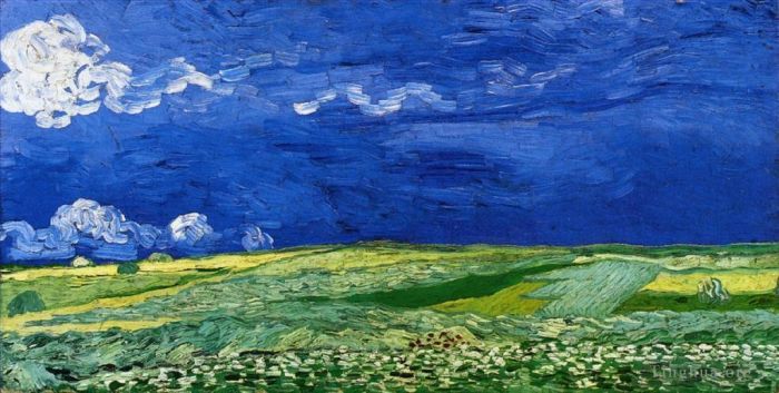Vincent Willem Van Gogh Peinture à l'huile - Champs de blé sous les nuages d'orage