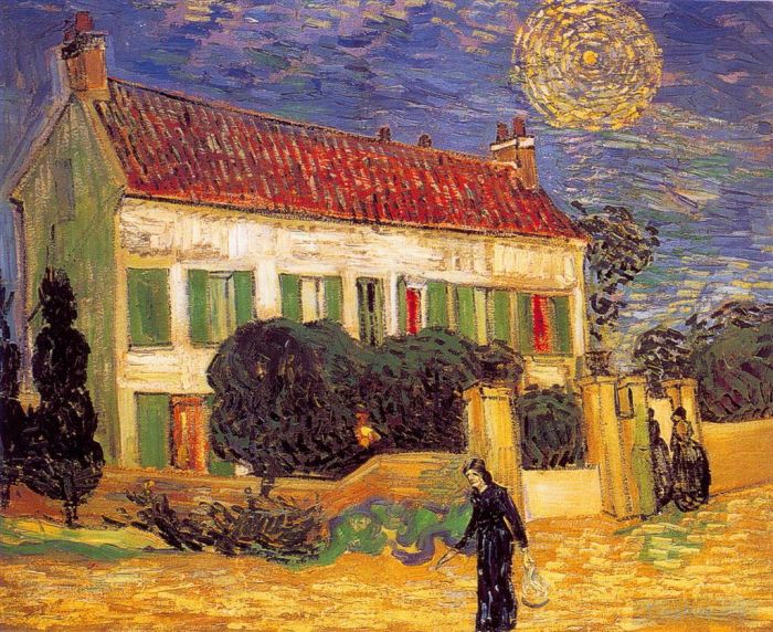 Vincent Willem Van Gogh Peinture à l'huile - Maison Blanche la nuit