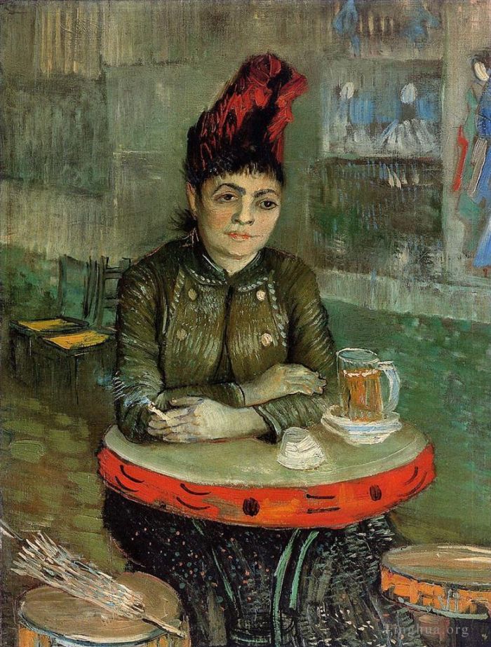 Vincent Willem Van Gogh Peinture à l'huile - Femme au Café Tambourin
