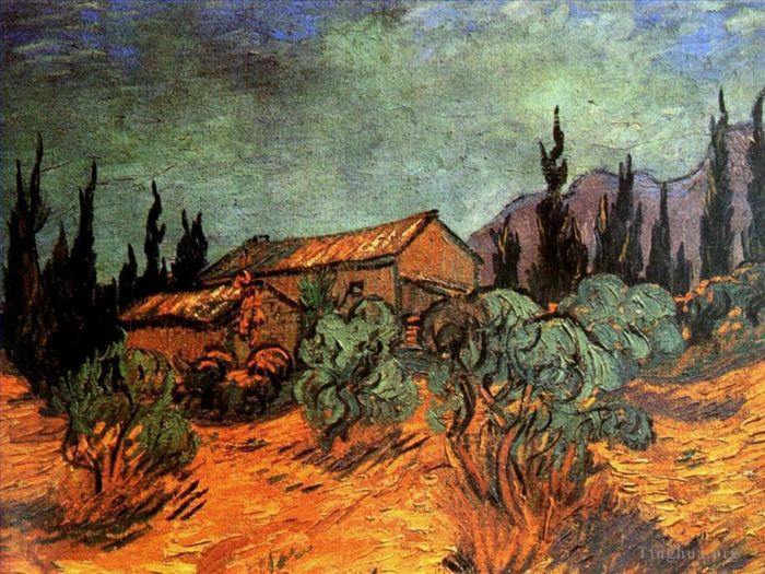 Vincent Willem Van Gogh Peinture à l'huile - Cabanes en bois