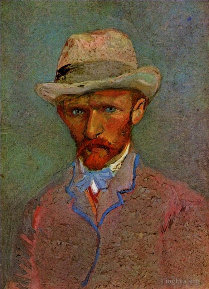 Vincent Willem Van Gogh Peinture à l'huile - Autoportrait au chapeau de feutre gris 1887