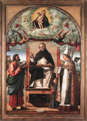 Vittore Carpaccio œuvres - Saint Thomas en Gloire entre Saint Marc et Saint Louis de Toulouse