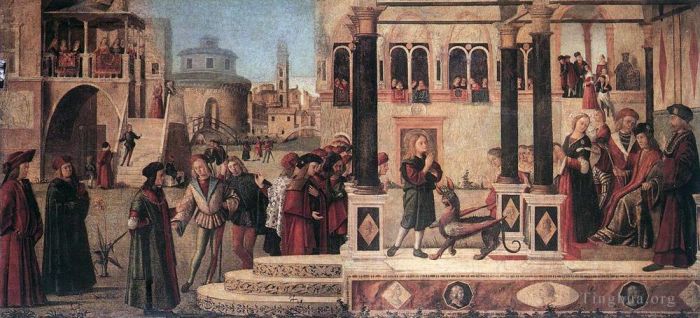 Vittore Carpaccio Types de peintures - La fille de l'empereur Gordien est exorcisée par St Triphun