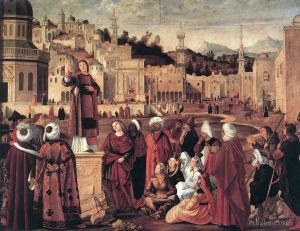 Vittore Carpaccio œuvres - Le Sermon de saint Étienne