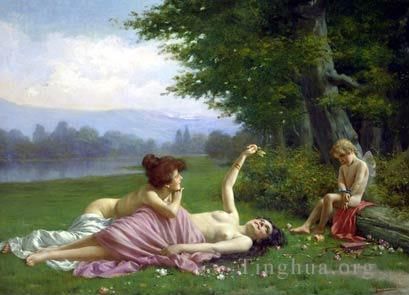 Vittorio Reggianini Peinture à l'huile - Cupidon tentant