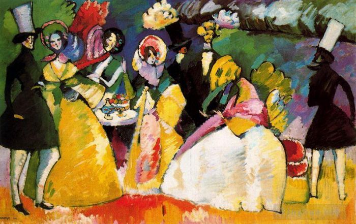 Vassily Kandinsky Peinture à l'huile - Groupe en Crinolines