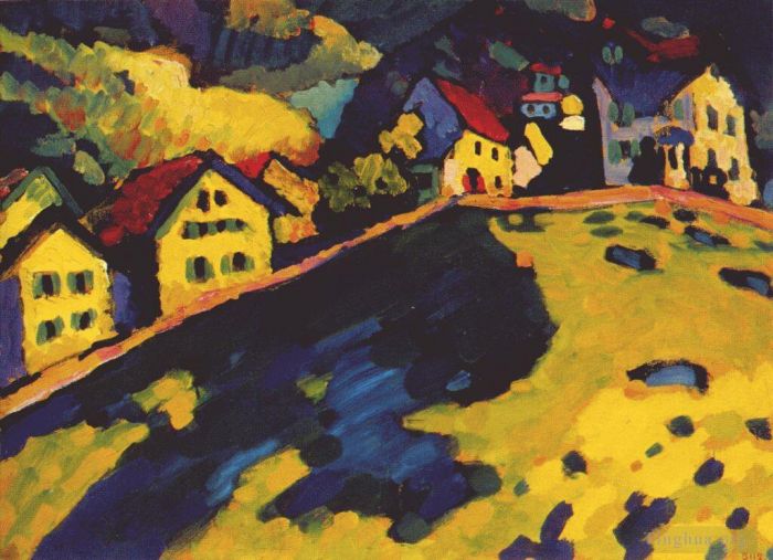 Vassily Kandinsky Peinture à l'huile - Maisons à Murnau
